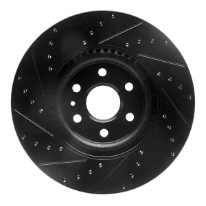 Cadillac SRX Brake Rotor (1) - Front Right - R1 Concepts - Drilled & Slotted - Black - `10-`16